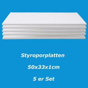 Styroporplatten 5er Set 50 cm x 33 cm x 1 cm ( 10mm )