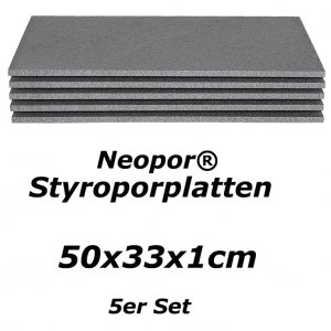 Neopor Styroporplatten 5er Set 50cm x 33 cm x 1 cm (10mm)