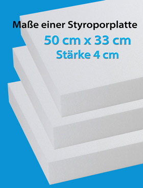 Styroporplatten 3er Set 50 cm x 33 cm x 4 cm (40mm)